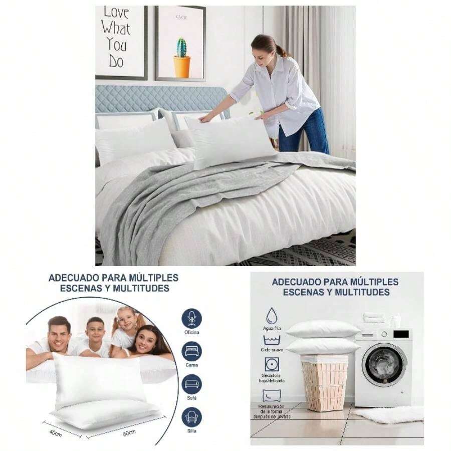 Almohadas 2 Pack, Almohada Standard Confort y Suavidad, Hipoalergnica y Lavable, 40x 60 Standard - Estándar - Ver 1