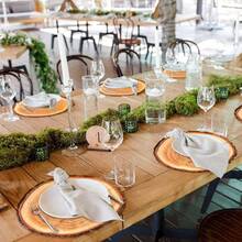 100 Pcs Disposable Wooden Slice Woven Paper Placemats Rustic Charger Place Mat Bulk Table Paper Placemats For Fall Wedding Dinner Party(Wooden) - Lát gỗ - Xem 6