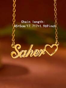 1 Peça Colar Personalizado com Nome Vazado Dourado e Prata, Colar Personalizado de Aço Inoxidável Dourado com Nome Vazado, Presente de Joia de Casamento, Natal para Amigas, Família, Irmãos, Esposas, Um Bom Presente Dourado, Rosa, Estiloso, Moda de Outono, Vintage, Unissex, Simples, Casual, Hipster, Gótico, Punk Personalizado, Único, Presentes Ideais para Ela