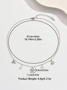 1pc Romantic Dolphin & Shell Pendant With Lustrous Pearl Necklace, Stainless Steel Delicate Choker Necklace For Women