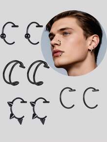 4 أزواج من خواتم الشفاه الزائفة من الفولاذ المقاوم للصدأ للنساء والرجال، خواتم أسنان المصاص، خواتم شفاه قابلة للتعديل بدون ثقب، أقراط أذن بدون ثقب، مجوهرات خاتم الأنف الزائف