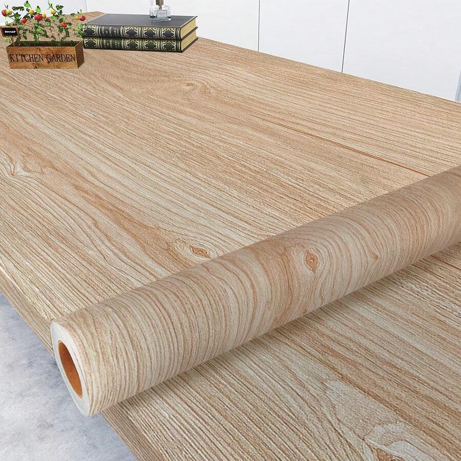 1 Roll Wood Grain Peel And Stick Wallpaper Self Adhesive Rustic Removable Contact Paper Plank For Countertop Cupboard Cabinets Table Room Wardrobe Vinyl Film Renovation Wall Sticker