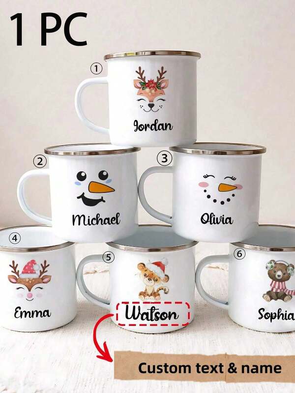 1 Custom Name Personalized Gift White Enamel Mug, Unique Gift For Special Occasions, Personalized Photo Coffee Mug, Customized Camping Mug, Customized Christmas Gift, Personalized Anniversary Photo Mug, Perfect Gift For Family, Friends And Baby, Personalized Halloween Enamel Mug, Customized Mug, Customized Coffee Mug, Home Living, Kitchen And Dining, Customized Mug