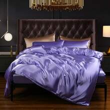 Full Satin Bedding Set In Wine Red, Silk - Like, Luxury Soft Burgundy Comforter Cover, Chic Bedroom Decor, Zippered (1 Duvet Cover + 2 Pillow Cases) - 多 09 - 查看 12