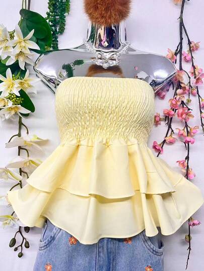 T110Blusa Cropped Elasticocom Babado