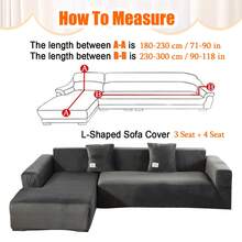 2 Piece Velvet L-Shaped Sofa Cover, Modular Sofa Cover, Stretch Sofa Cushion Cover, Corner Sofa Cover With Pillowcases For 3-Seater + 4-Seater With Pillowcase - Màu xám đen - Xem 8