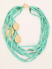 1 pieza Collar de cuentas de varios niveles y colores contrastantes de alta gama, que muestra un estilo único y personalizado