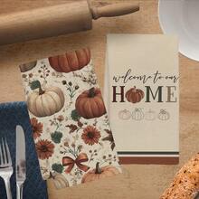 MEMNUN 2 Stücke Herbst Blumen Kürbis "Zuhause, süßes Zuhause" bedruckte Küchentücher, 15,75*23,62 Zoll (40*60cm), Mikrofaser weich und saugfähig, Küchendekor, Herbstdekoration, Heimdekoration, Koch-/Backtücher, maschinenwaschbar, geeignet für Esszimmer, Küche, Feiertage und Geschenke, Ganzjährig