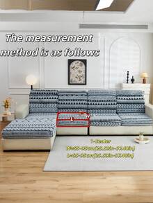 1pc Soft Plush Fabric Pet Proof Sofa Seat Cover, Bohemian Style, Multi-Shape, Multi-Color, Jacquard Plush Upholstery, Colorful Blue & Black, Thick Jacquard Plush Sofa Cushion Cover Suitable For Backrest/1/2/3/4/Chaise Lounge Sofa In Autumn/Winter