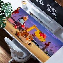 1pc Large  Mouse Pad With Festive Cartoon Pups Design - Non- Rubber Base, Washable Desk Mat For Office, Gaming, Home Decor - Holiday & Playful Characters Computer Accessory, Large Mouse Pads For Desk, School Desk Accessory, Fun Design, Functional Artwork