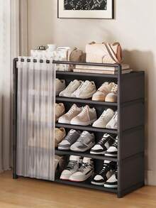 1 pieza Zapatero multiusos con cortinas para el hogar, gabinete para zapatos, almacenamiento, estantería de exhibición, con cajones, con cortinas para almacenamiento de zapatos, gabinete para zapatos de gran capacidad para uso interior y exterior, adecuado para entradas, hogar, interior, regalos de festivales, regalos de Navidad, regalos para niños
