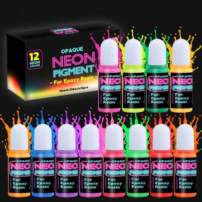 [Beliebte Wahl, Neon PIGMENT] 12 leuchtende Farben UV-reaktives Neon PIGMENT | Leuchtet im Dunkeln unter UV-Licht - DIY Basteln, Kunst & Party Dekorationen, Zubehör für Epoxidharz