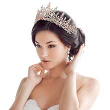 Silver Wedding Crystal Tiaras And Crowns For Women, Bride Royal Queen Headband Princess Quinceanera Headpieces For Birthday Prom Pageant Party - Rose Gold - View 3