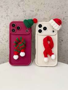 圣诞节最新创意手机壳 | DIY配件 - 柔软保暖的帽子围巾 | 兼容苹果17 Air/17 Pro Max、S25 Ultra/S25 FE、红米Note 13 | 镜头全覆盖保护 | 防震防摔，适用于苹果13/16、A56 5G、苹果13 Mini、苹果17手机壳、Xiu's Friends、OPPO Reno 14f 5G、A57、S26 Ultra、S26 - 白色 - 查看 9