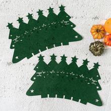 12pcs/Set Christmas Felt Tableware Covers, Including Cutlery Holders, Christmas Tree Fork & Spoon, Placemats, Coasters, Decorative Cutlery Pockets: Practical Tableware Set, Suitable For Home And Restaurant