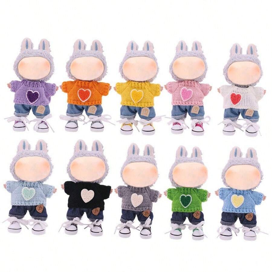 17cm 1st/2nd/3rd Generation Raboo Plush Doll Clothes, Cute Women's Casual Dress Set Suitable For Raboo Doll - Multicolor - View 1
