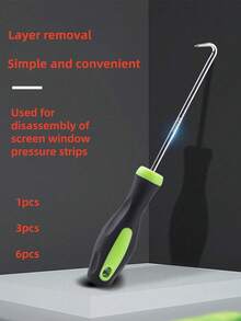 1 pièce Outil de retrait de joint en métal robuste - Poignée verte et noire. Outil de desserrage pour pelouse, fissures de paysagement et joints de pavage, remplacement de bande de grillage. Crochet pour retirer les bandes de joint de porte et fenêtre. Outil de retrait de bande . Idéal pour le désherbage et le retrait.