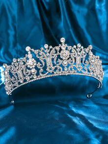 1pc Bridal Crown Headpiece Lady For Princess Evening Gown Styling Elegant Rhinestone Hair Hoop Zinc Alloy Hair Ornament Suitable For Spring Summer Autumn Tiara Costume Crown Hair Garland Hair Vine Tiara Crown Wedding