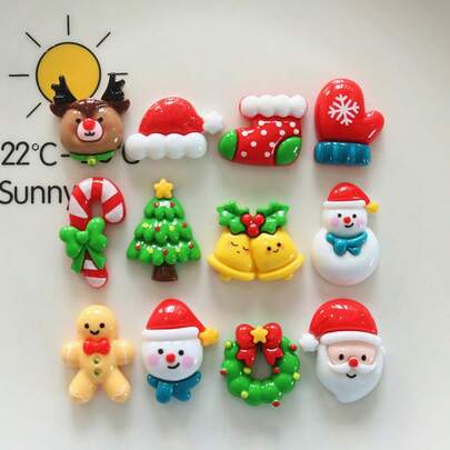 12 pezzi Magneti natalizi in resina a tema Babbo Natale, campanelle e motivi natalizi, decorazioni magnetiche per frigorifero, decorazioni per feste natalizie, tema natalizio carino, regali creativi per casa e cucina