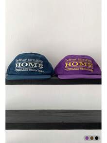 1 件软冠平檐帽，字母刺绣，复古百搭棒球帽，小脸遮阳帽，街头滑板帽，撞色嘻哈帽