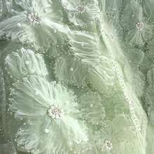 3D Floral Pearl Sequin Embroidered Fabric - Luxurious Shining Handmade Material, Suitable For Dresses And Shirts, Exquisite Design Integrates Delicate Craftsmanship, Elegant Texture Shows Fully, Exclusive Designer Customization, Multiple Colors Available For Matching Different Styles, Fashionable Accessories Versatile, Superior Craftsmanship Ensures Quality, Complex Embroidery Highlights Details