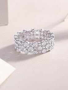 1 pieza Anillo de diamante de moissanita de plata esterlina 925, adecuado para banquetes, fiestas, ocasiones oficiales, festivales, Día de San Valentín, compromiso, boda, aniversario, regalo de cumpleaños