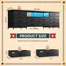 70" TV Stand Dresser For 65/70 Inch TV, 63" W Dresser TV Stand With LED Lights, Power Outlets & 12 Drawers, Long Fabric Dresser For Bedroom, Hallway Entertainment Center - 查看 2