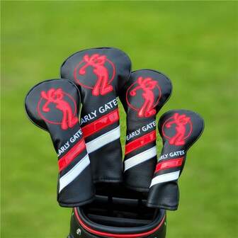 1pc PU Golf Club Head Cover With Rabbit Hitting Ball Pattern, Fits Driver, Fairway Wood And Hybrid Clubs