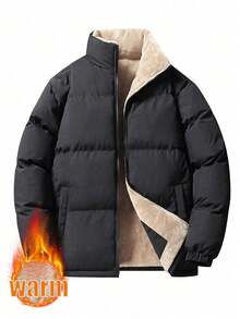 Herbst/Winter Thermisch gefütterter Steppmantel für Herren, Stehkragen, windundurchlässig, warm