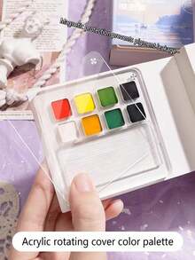 1个迷你便携式水彩颜料板，旅行涂色书，素描本带调色盘套装，水彩颜料采用小方盒包装，适合绘画，返校必备 - 隨身水彩筆/加厚50張/本(含調色盤) - 查看 5