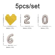 2026 新年快乐派对装饰套装，铝箔心形气球，悬挂旗帜横幅，适合除夕庆祝活动 - 彩色 - 查看 3