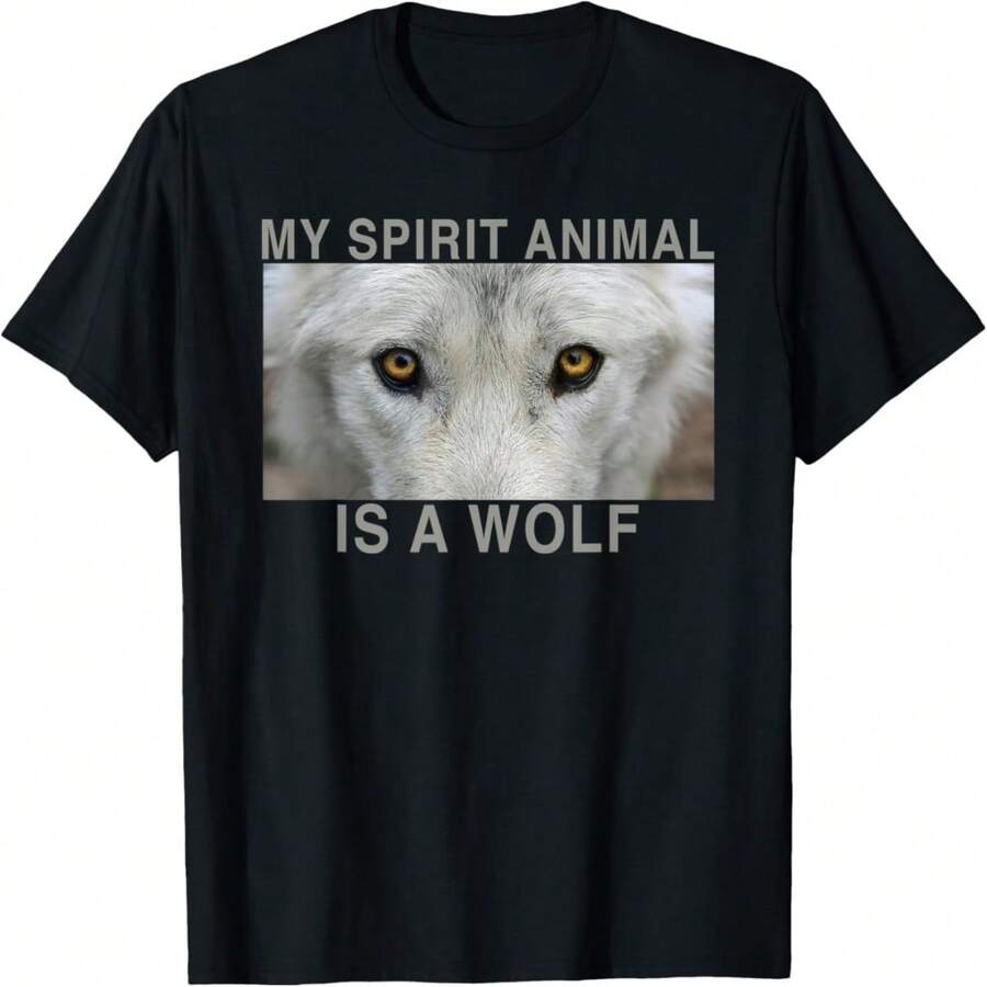 My Spirit Animal Is A White Wolf T-Shirt - Black 20 - View 1