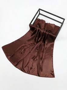 1pc Women's Solid Color Bandana, Multi-Purpose Satin Scarf, Versatile Hair Band, Headband, And Neck Wrap, Stylish Accessory For Dressing Up Your Look, Ideal For Daily Wear, Casual Outfits, And Chic Styling - 咖啡棕色 - 查看 4