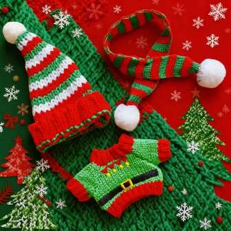 17 cm dockkläder - Klädset för 17 cm dockor - Tröja i fantasyjulstil med mössa och halsduk, Fantasy Chic dockkläder och stilpaket, Just Clothes (Style Christmas)