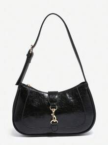 1个复古简约新月形可调节肩带手提包，适合约会、外出、聚会等场合，时尚女包，高端品质，时尚通勤单肩/腋下包