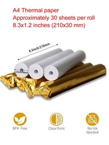 A4 便携式热敏打印机 - 无线蓝牙便携式打印机，适用于手机/笔记本电脑的无墨迷你移动打印机，支持 8.5 英寸 x 11 英寸美国信纸/A4/4.33 英寸 / 3.14 英寸 / 2.08 英寸热敏纸，非常适合旅行/家庭 - 彩色 - 查看 14