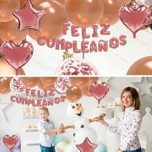 Happy Birthday para Decoracion,Decoración de globos de cumpleaños de 16 pulgadas, pancarta de feliz cumpleaños, letrero de globo de de metal (Traje rosa) - Traje rosa - Ver 9