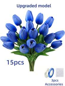 1/3/10/20 Pcs Blue Tulips, High-Quality Artificial Flowers, Realistic Touch Tulip Bouquets, Perfect For Weddings, Rooms, Homes, Hotels, Parties, Valentine's Day, Christmas, And Other Occasions, And Perfect For Gifts And New Year's Gifts.