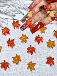 80 pezzi di decorazioni per unghie, assortimento misto di colori caldi autunnali e invernali, foglie d'acero 3D in resina a fondo piatto, accessori per arte di unghie fai-da-te, scrapbooking, gioielleria, decorazioni per orecchini da matrimonio, accessori fai-da-te, vacanze natalizie, adatti per il fai-da-te domestico e per i saloni di manicure professionali