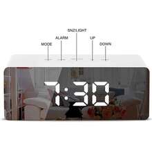 Reloj despertador digital Lancoon, pantalla LED grande con espejo, función de repetición, brillo ajustable, adecuado para el hogar, dormitorio, sala de estar, oficina, viajes - Multicolor - Ver 9