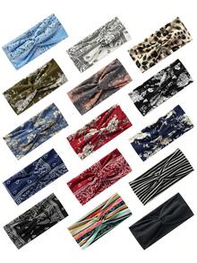 1 pieza Diadema deportiva de yoga estilo bohemio, diadema ancha elástica antideslizante para mujeres, bandas para el cabello que absorben el sudor para hacer ejercicio y correr, accesorios para el cabello de invierno para mujeres