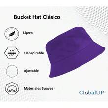 Sombrero de cubo. Sombrero de Pescador para Mujer y Hombre. Bucket Hat Unisex Clásico. Ligero, Cómodo y Suave al Contacto, Ideal para la Ciudad o la Playa. - Morado - Ver 8