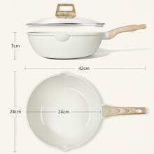 GiPP Nonstick Deep Frying Pan - 24/28/30CM Granite Saute Pan With Lid, Pour Spout And Stay-Cool Handle, Non Stick Skillet Cooking Pan Induction Cookware, PFOS/PFOA Free, For All Hob Types (White) - White - View 12