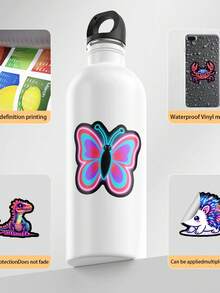 50 piezas de pegatinas divertidas de neón, decoraciones de neón, pegatinas decorativas de graffiti, pegatinas geniales, pegatinas de colores, pegatinas de vinilo impermeables para botella de agua, portátil, teléfono, patineta, bicicleta, equipaje, guitarra, útiles escolares - Talla única - Ver 6