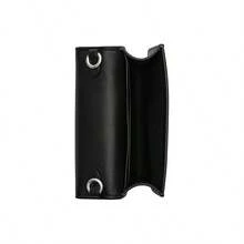 Coach 10 Blumen bedruckter Kartenschlitz Knopf Beschriftung Segeltuch Leder gefütterte Schulter Umhängetasche Geldbörse Mini Damen Schwarz CP344-SVA47