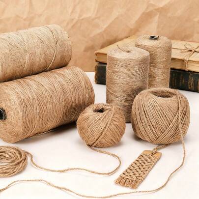 100m/Rolo 2/3/4/6mm Corda de Juta Natural, Barbante, Fita, Artesanato DIY, Embrulho de Presente, Natal, Juta Vintage, Linha de Costura, Festa, Casamento, Decoração Doméstica