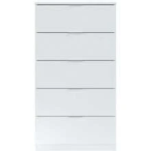 Habitdesign Comoda 5 Cajones, 110x60x40 (AltoxAnchoxFondo-en cm), Sinfonier Color Blanco Artik, Modelo Alaya