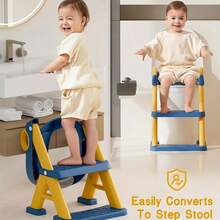 LOVEWE Unisex Toddler Potty Training Toilet, 2-In-1 Design With Step Stool, Soft Seat Pad & Splash Guard, Anti-Slip Structure, Perfect Holiday Gift For Kids - Blue - View 3