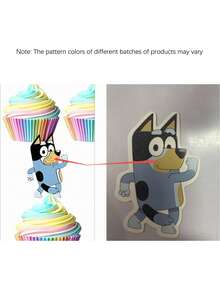 Bluey ديكور حفلة عيد ميلاد بلوي الكرتونية، ديكور حفلة عيد ميلاد كارتوني يشمل علم كعكة كبيرة وعلم كعكة صغيرة