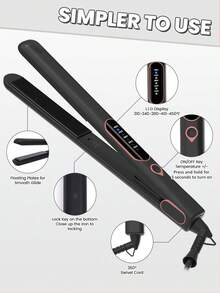1 pieza Alisador/Rizador de cabello cerámico 2 en 1, plancha profesional de titanio, calentamiento rápido, voltaje dual, apagado automático, con guante y 2 pinzas - Tipo de Enchufe A USA (110-127V) - Ver 6